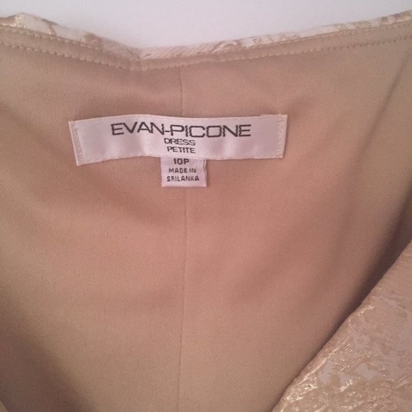 EVAN PICONE, GOLD AND BEIGE JACQUARD DRESS, SZ.10P - Picture 6 of 11
